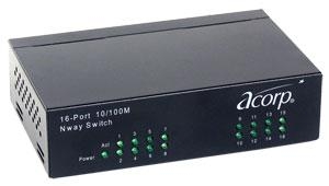 Acorp Ethernet Switch 16-Port 10/100Mb  (HU16D), Metal case