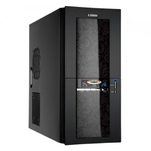 Ezcool V-480B  FULL TOWER, Без БП, Black/Flower Pattern, 1x120mm FAN, Color-LCD display, 4 x USB2.0 + E-SATA + Audio