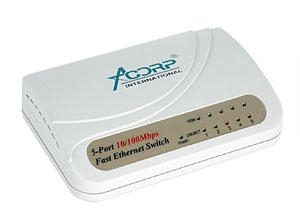 Acorp Ethernet Switch 5 Port 10/100Mb (HU5DP), Plastic case