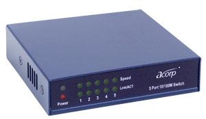 Acorp Ethernet Switch 5 Port 10/100Mb (HU5D), Metal case