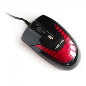 KS-IS Moco, мини мышь, Optical, 800/1600 dpi, 3 кнопки, USB, Black-Red (KS-006R)