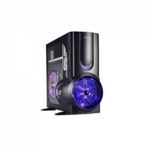 3Q A380BK (B)  Black , ATX, БЕЗ Б/П, 2 x 250mm FAN, Blue NEON, Window, 2*USB+Audio